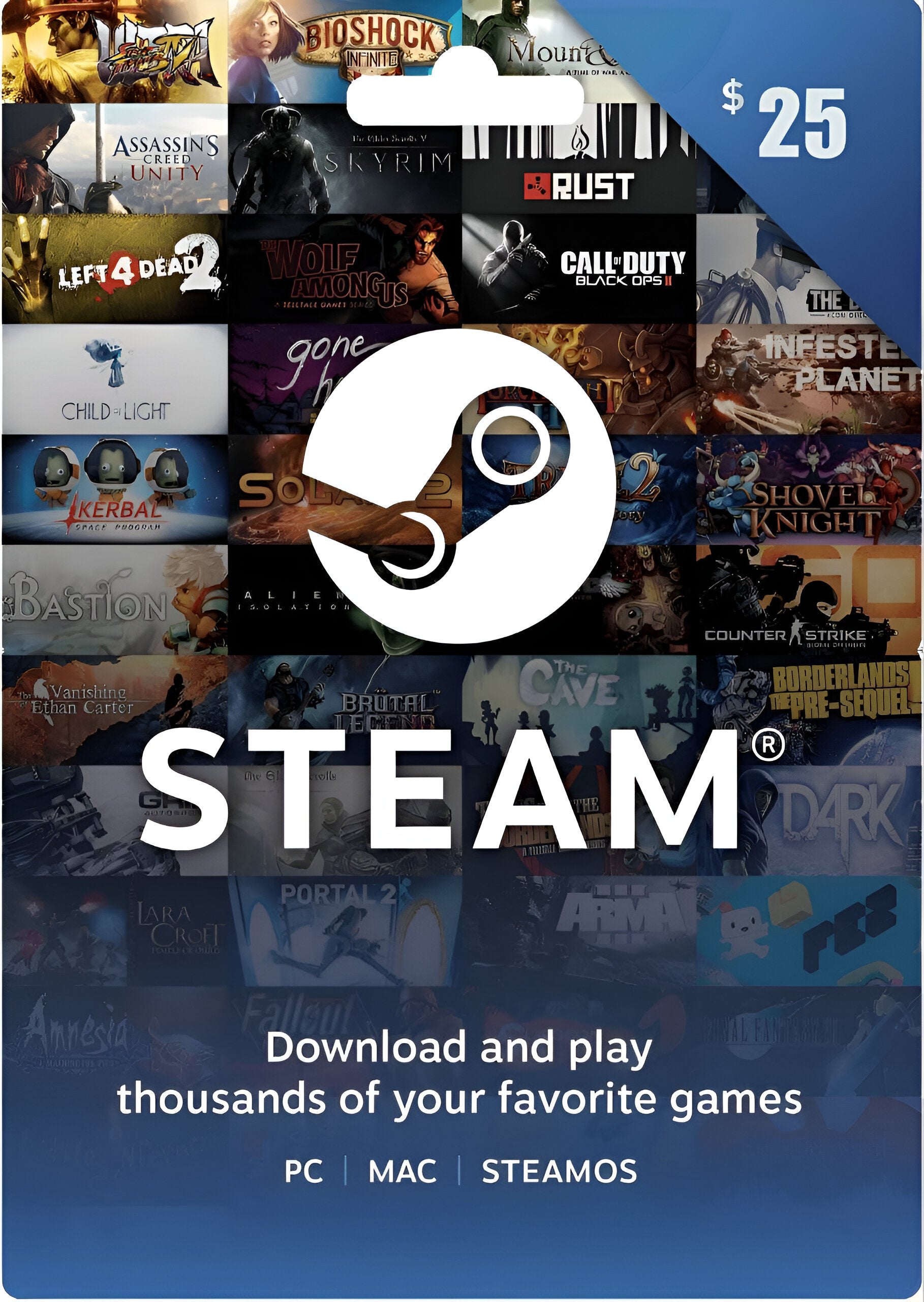 Steam Wallet Gift Card USA 25 USD